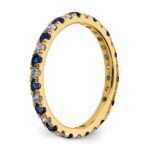 14k 1/2 carat Lab Grown Diamond VS/SI+ G+ and Lab Created Blue Sapphire Size 5.5 Eternity Band - Image 4
