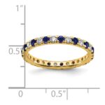 14k 3/8 carat Lab Grown Diamond VS/SI+ G+ and Lab Created Blue Sapphire Size 4 Eternity Band - Image 5