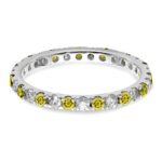 14k White Gold 3/8 carat Lab Grown Diamond VS/SI+ G+ and Lab Created Yellow Sapphire Size 4 Eternity Band - Image 3