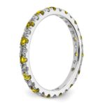 14k White Gold 1/2 carat Lab Grown Diamond VS/SI+ G+ and Lab Created Yellow Sapphire Size 9 Eternity Band - Image 4