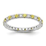 14k White Gold 1/2 carat Lab Grown Diamond VS/SI+ G+ and Lab Created Yellow Sapphire Size 7.5 Eternity Band