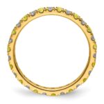 14k 3/8 carat Lab Grown Diamond VS/SI+ G+ and Lab Created Yellow Sapphire Size 4 Eternity Band - Image 2