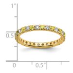 14k 3/8 carat Lab Grown Diamond VS/SI+ G+ and Lab Created Yellow Sapphire Size 4 Eternity Band - Image 5