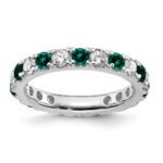 14k White Gold 1 1/5 carat Lab Grown Diamond VS/SI+ G+ and Lab Created Alexandrite Size 8.5 Eternity Band