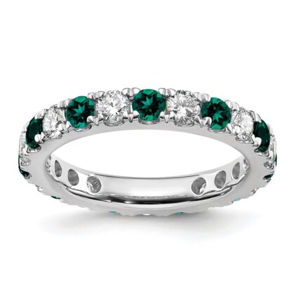 14k White Gold 1 1/5 carat Lab Grown Diamond VS/SI+ G+ and Lab Created Alexandrite Size 8 Eternity Band