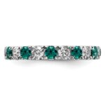 14k White Gold 1 carat Lab Grown Diamond VS/SI+ G+ and Lab Created Alexandrite Size 6.5 Eternity Band - Image 3