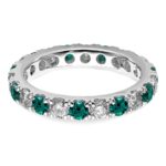 14k White Gold 1 carat Lab Grown Diamond VS/SI+ G+ and Lab Created Alexandrite Size 6.5 Eternity Band - Image 4