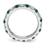 14k White Gold 1 1/5 carat Lab Grown Diamond VS/SI+ G+ and Lab Created Emerald Size 8.5 Eternity Band - Image 2