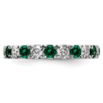 14k White Gold 1 carat Lab Grown Diamond VS/SI+ G+ and Lab Created Emerald Size 6 Eternity Band - Image 3