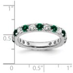 14k White Gold 1 carat Lab Grown Diamond VS/SI+ G+ and Lab Created Emerald Size 4 Eternity Band - Image 6