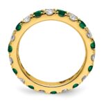 14k 3/4 carat Lab Grown Diamond VS/SI+ G+ and Lab Created Emerald Size 4.5 Eternity Band - Image 2