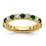 14k 1 carat Lab Grown Diamond VS/SI+ G+ and Lab Created Emerald Size 5 Eternity Band