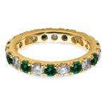 14k 3/4 carat Lab Grown Diamond VS/SI+ G+ and Lab Created Emerald Size 4.5 Eternity Band - Image 4