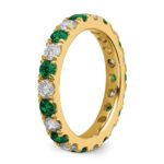 14k 3/4 carat Lab Grown Diamond VS/SI+ G+ and Lab Created Emerald Size 4.5 Eternity Band - Image 5