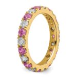 14k 1 carat Lab Grown Diamond VS/SI+ G+ and Lab Created Pink Sapphire Size 6.5 Eternity Band - Image 5