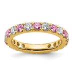 14k 1 1/5 carat Lab Grown Diamond VS/SI+ G+ and Lab Created Pink Sapphire Size 7 Eternity Band