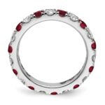 14k White Gold 1 1/5 carat Lab Grown Diamond VS/SI+ G+ and Lab Created Ruby Size 7.5 Eternity Band - Image 2
