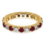 14k 1 carat Lab Grown Diamond VS/SI+ G+ and Lab Created Ruby Size 4 Eternity Band - Image 4