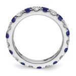 14k White Gold 1 carat Lab Grown Diamond VS/SI+ G+ and Lab Created Blue Sapphire Size 4 Eternity Band - Image 2