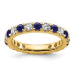 14k 1 1/5 carat Lab Grown Diamond VS/SI+ G+ and Lab Created Blue Sapphire Size 8 Eternity Band