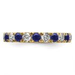 14k 1 carat Lab Grown Diamond VS/SI+ G+ and Lab Created Blue Sapphire Size 6.5 Eternity Band - Image 3