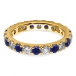 14k 1 1/5 carat Lab Grown Diamond VS/SI+ G+ and Lab Created Blue Sapphire Size 8 Eternity Band - Image 4