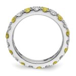 14k White Gold 1 1/5 carat Lab Grown Diamond VS/SI+ G+ and Lab Created Yellow Sapphire Size 7.5 Eternity Band - Image 2