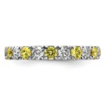 14k White Gold 1 1/5 carat Lab Grown Diamond VS/SI+ G+ and Lab Created Yellow Sapphire Size 7 Eternity Band - Image 3