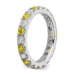 14k White Gold 1 carat Lab Grown Diamond VS/SI+ G+ and Lab Created Yellow Sapphire Size 5 Eternity Band - Image 5