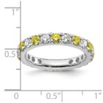 14k White Gold 1 1/5 carat Lab Grown Diamond VS/SI+ G+ and Lab Created Yellow Sapphire Size 9 Eternity Band - Image 6