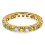 14k 1 carat Lab Grown Diamond VS/SI+ G+ and Lab Created Yellow Sapphire Size 5.5 Eternity Band - Image 4