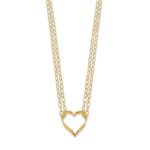 14K Double Strand Heart Pendant 16 inch Necklace Plus 2 inch Extender - Image 2