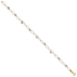 14k Two-tone Diamond-cut Puffed Stars and Oval Link 7.25 inch Bracelet - Image 2