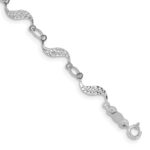 14k White Gold Diamond-cut Wavy Link 7.5 inch Bracelet