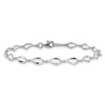 14k White Gold Polished Fancy Twisted Link 7.25 inch Bracelet - Image 3