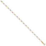 14K Tri-color Oval Link with Mirror Beads 7 inch Bracelet - Image 2