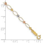 14K Tri-color Oval Link with Mirror Beads 7 inch Bracelet - Image 3