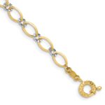 14K Two-tone Oval and Diamond-cut Circle 7.25 inch Bracelet