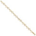 14K Flat Diamond -cut and Polished Open Hearts 7.25 inch Bracelet - Image 2