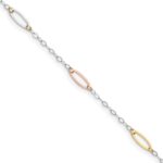 14K Tri-color Oval Link 7.5 inch Bracelet