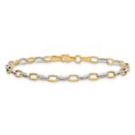 14k Two-tone Polished Oval Cable Link 7.25 inch Bracelet - Image 3