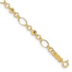 14k Polished Diamond-cut Ovals and Donut Beads 7.5 inch Bracelet