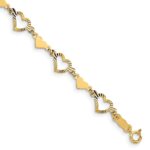 14k Diamond-cut Open and Polished Hearts 7.5 inch Bracelet