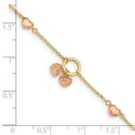 14k Two-tone Diamond-cut and Polished Hearts 7 inch Bracelet Plus 1 inch Heart Dangle Extender - Image 3