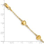 14K Brushed and Polished Puffed Hearts 7 inch Bracelet - Image 4