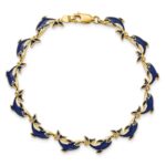 14k Blue Enameled Dolphin 7.25 inch Bracelet - Image 4