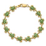 14k with Green Enamel Sea Turtle 7 inch Bracelet - Image 4