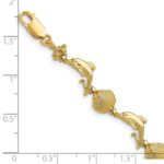 14K Polished Dolphin and Shell 7.25 inch Bracelet - Image 3