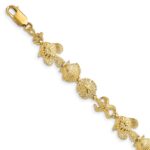 14k Polished and Textured Sea Life 7 inch Bracelet
