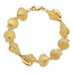 14k Polished Assorted Sea Shells 7.25 inch Bracelet - Image 4